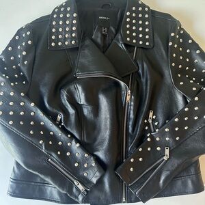 Forever 21 Black Leather Jacket with Silver Studs